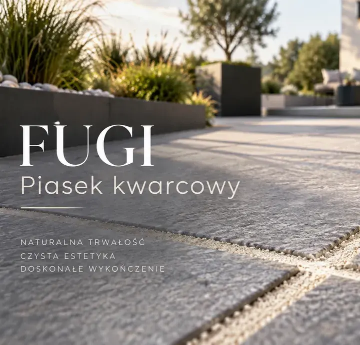 Fuga z jasnego piasku kwarcowego między płytami tarasowymi